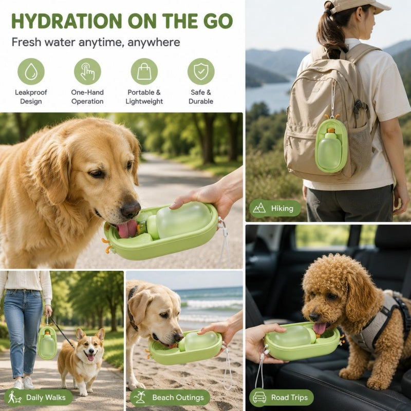 Portable Dog Water Bottle with Antler Design