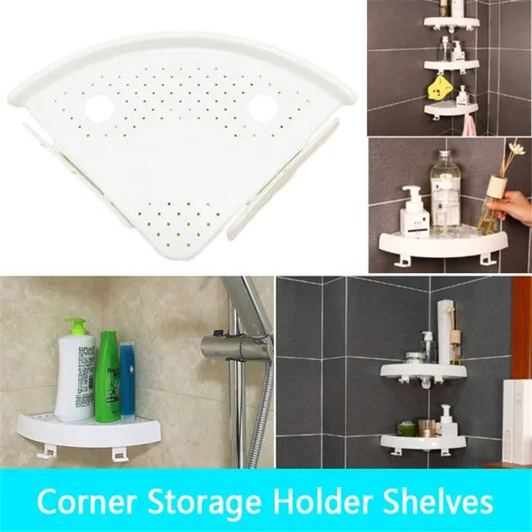 Bathroom Wall Corner Shelf Organizer Kitchen Corner Storage Rack Non-Marking - photo 5