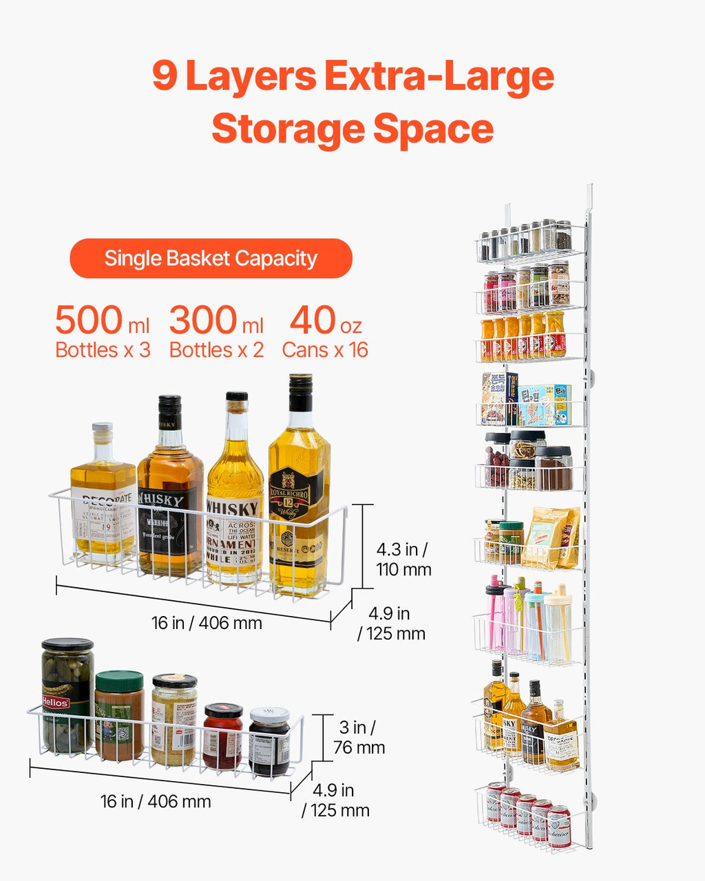 9-Tier Over The Door Pantry Organizer Hanging Storage Rack Adjustable Kitchen - photo 3