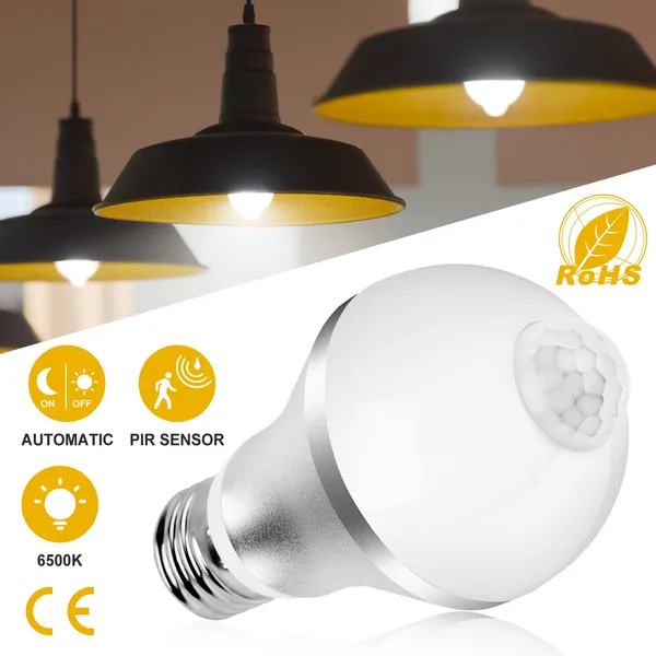 Motion Sensor LED Bulb — Dusk-to-Dawn, 9W E27, 6500K - photo 4