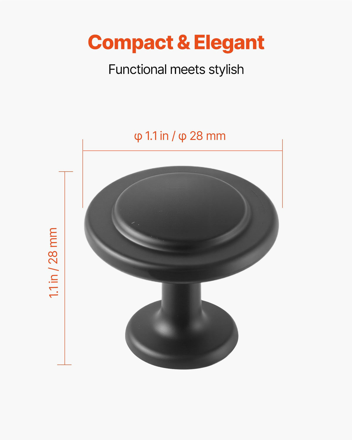Cabinet Knobs, 30 Pack, 1.22 Inch Black Zinc Alloy Drawer Pulls & Door Handles - photo 4