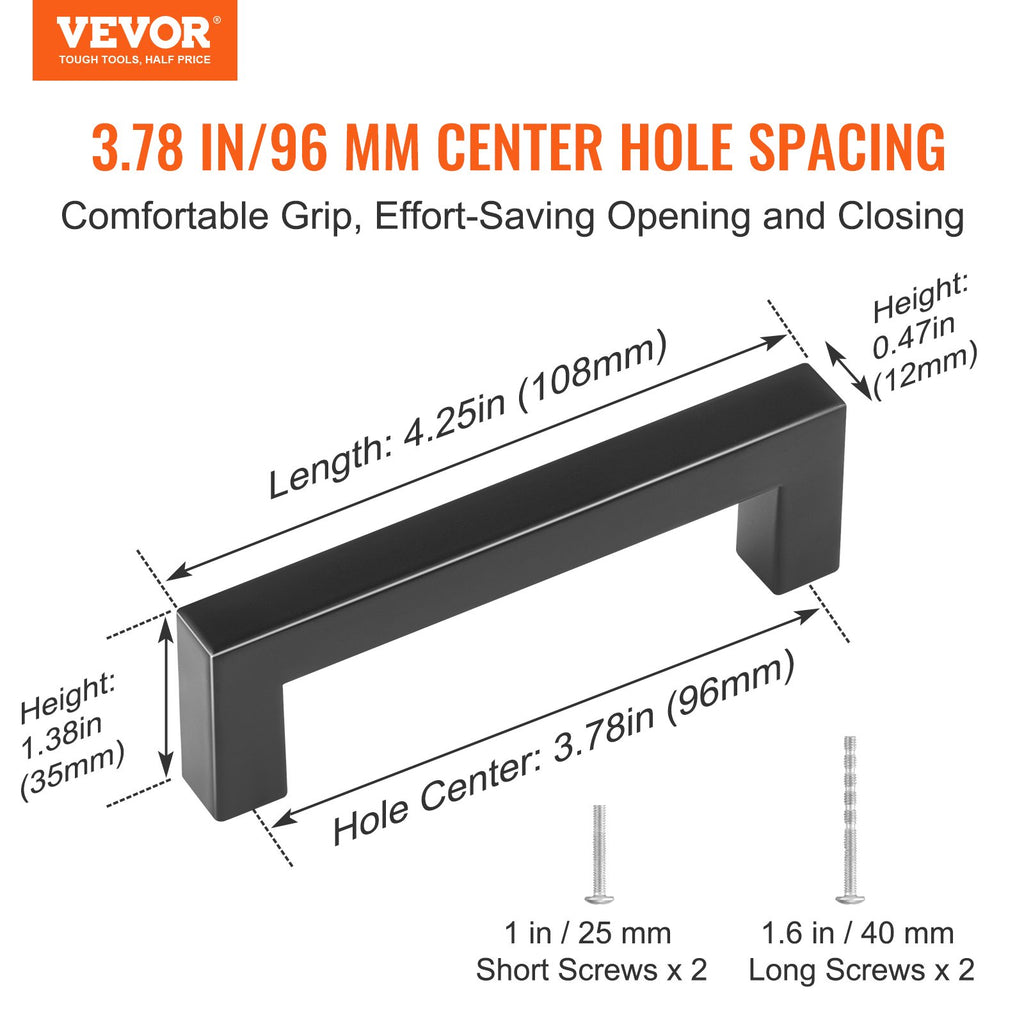 30 Pack Cabinet Pulls, 3.86in / 96mm Center To Center Slim Square Kitchen - photo 4