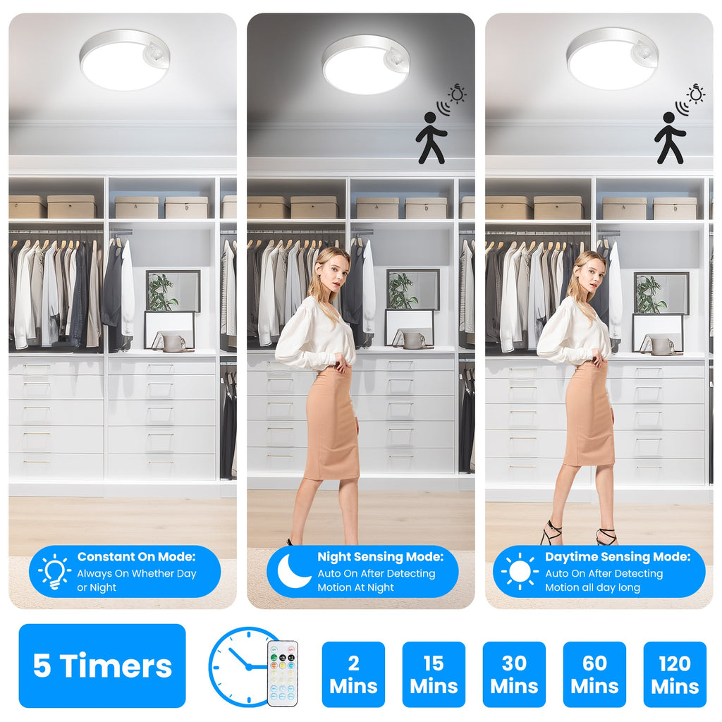 Wireless Motion Sensor Ceiling Light, Rechargeable Magnetic LED with Remote & Timer - photo 5