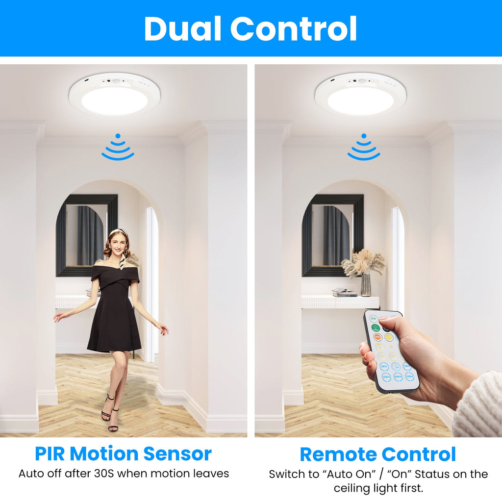 Wireless Motion Sensor Ceiling Light, Rechargeable Magnetic LED with Remote & Timer - photo 6