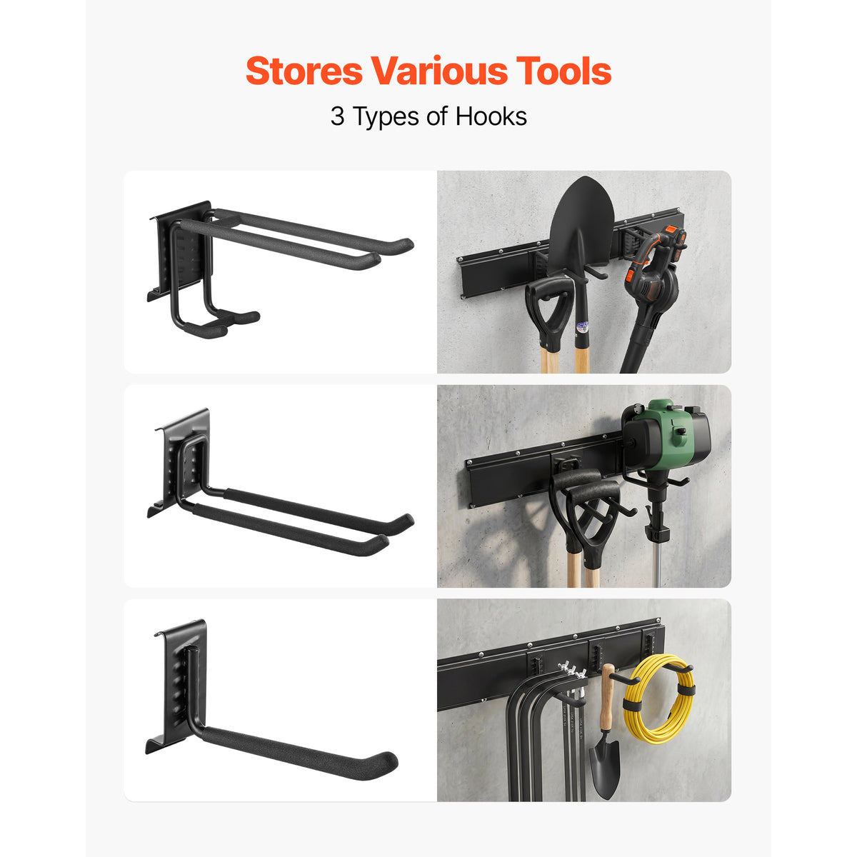 Garage Tool Organizer 49.5 Inch 600 Lbs Wall Mount Garden Tool Rack, Heavy Duty - photo 3