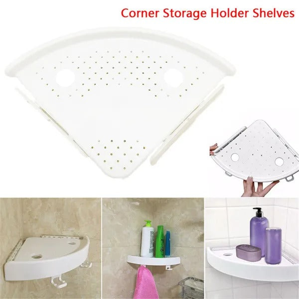 Bathroom Wall Corner Shelf Organizer Kitchen Corner Storage Rack Non-Marking - photo 3