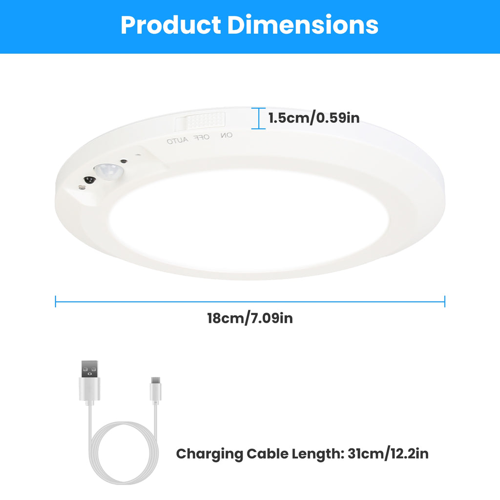 Wireless Motion Sensor Ceiling Light, Rechargeable Magnetic LED with Remote & Timer - photo 3