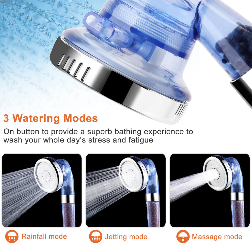 1Pc Ionic Filtration Shower Head High Pressure 3 Mode Stone Water Saving Bath - photo 7
