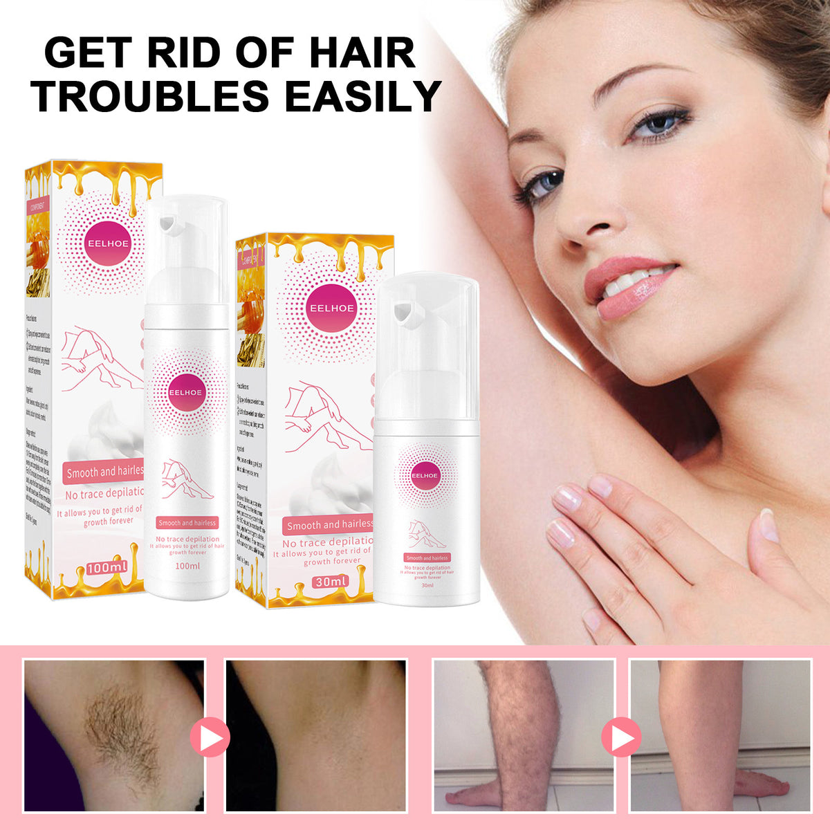 30ml 100ml Hair Removal Spray Depilatory Armpit Hair And Legs Hair Foam Mousse And Removal Is Gentle Hair Cream Spray No