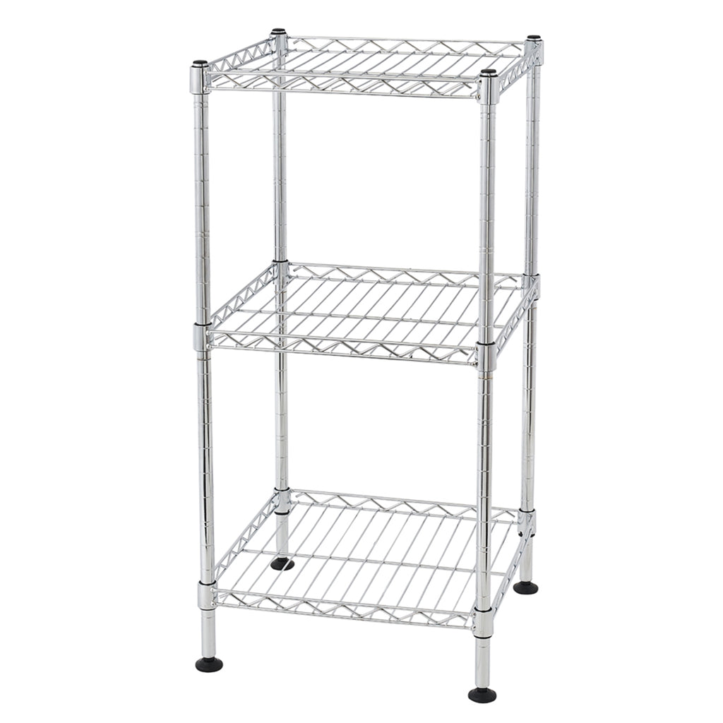 3-Tier Steel Wire Shelving Tower, 11.8 x 11.8 x 23.6 in