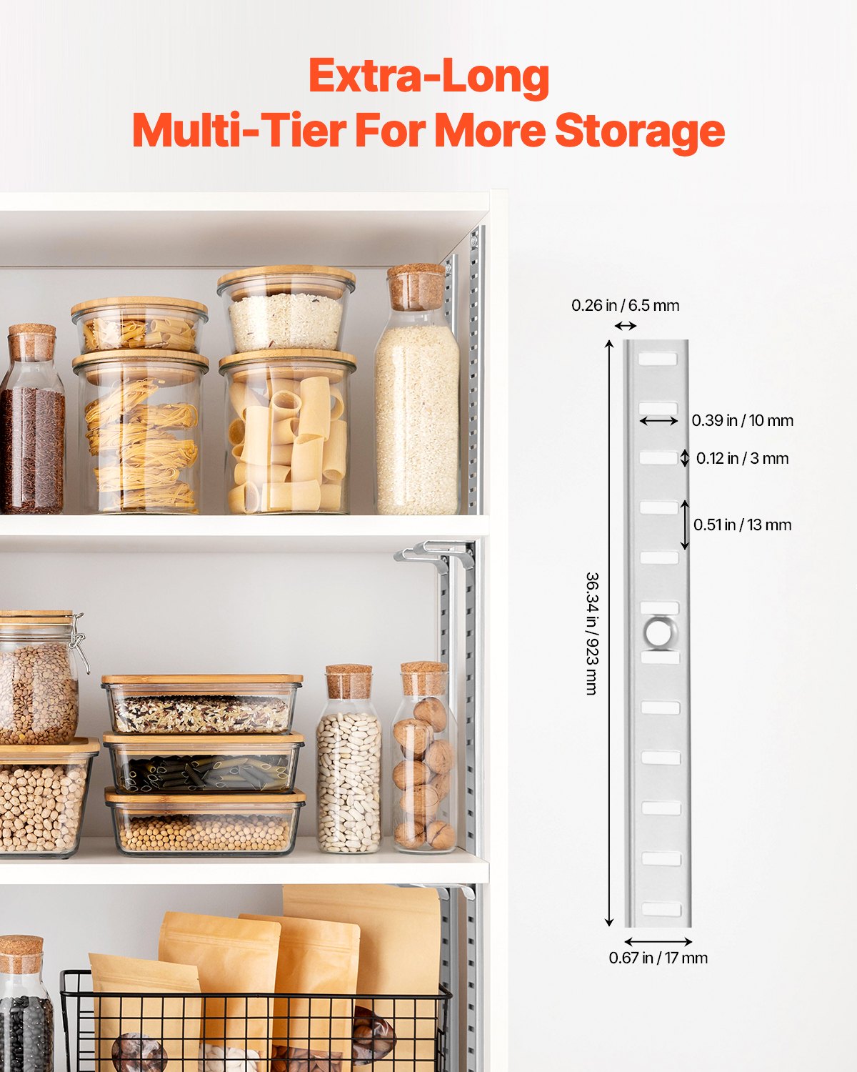 Adjustable Shelf Pilaster Strips, 36.3 in, 8-Pack
