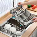Adjustable Over-Sink Dish Drying Rack, Stainless Steel