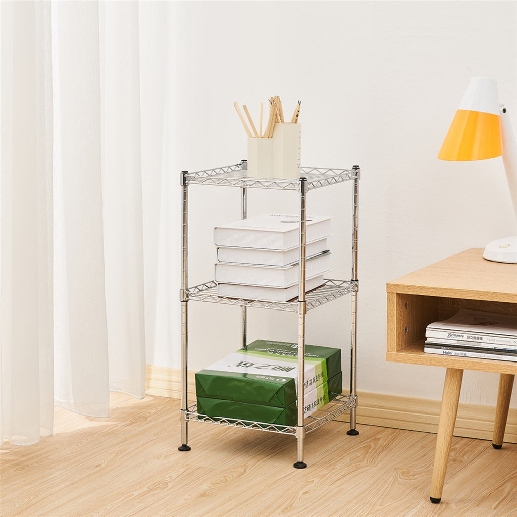 3-Tier Steel Wire Shelving Tower, 11.8 x 11.8 x 23.6 in