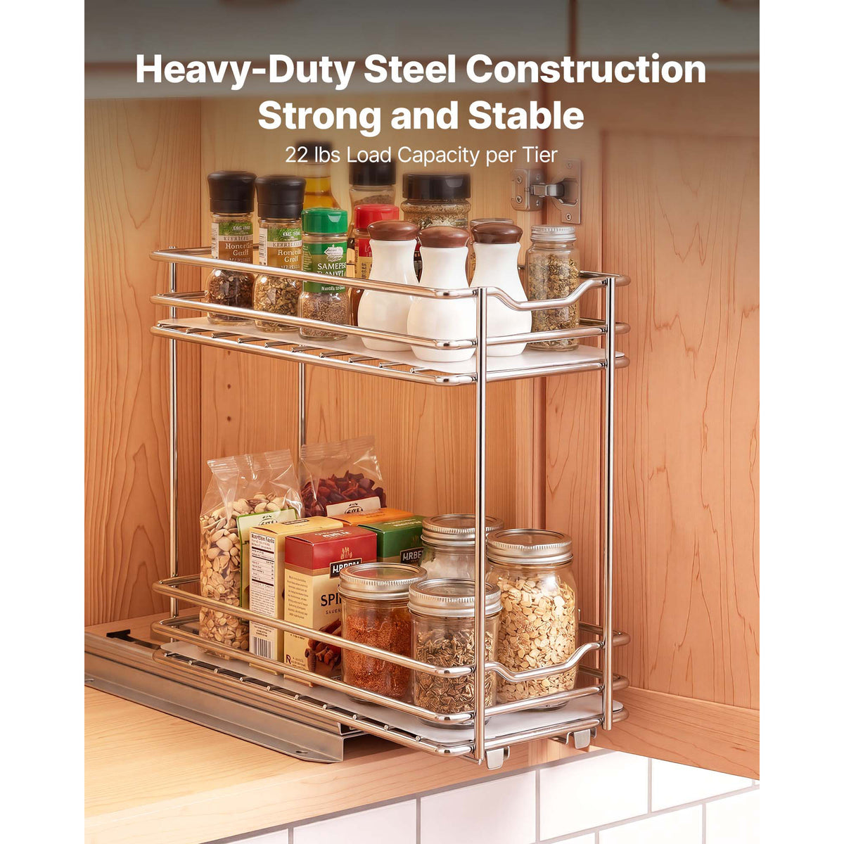 Pull-Out 2-Tier Spice Rack Organizer for Cabinets