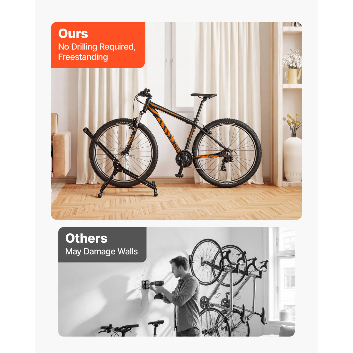 Foldable Freestanding Bike Stand for Garage Storage