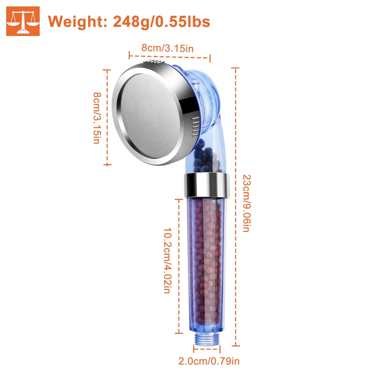 Ionic Filtration Shower Head High Pressure 3 Mode Stone Water Saving Bath - photo 2