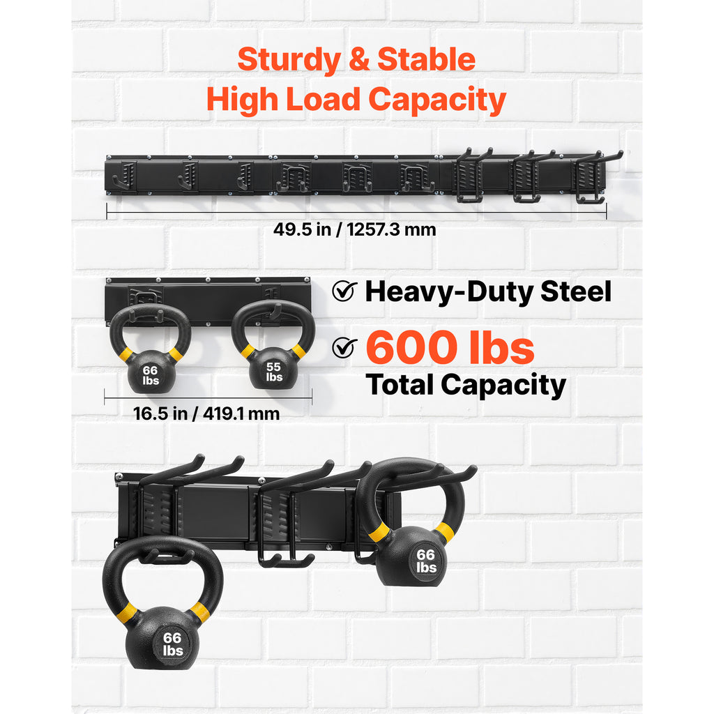 Garage Tool Organizer 49.5 Inch 600 Lbs Wall Mount Garden Tool Rack, Heavy Duty - photo 4
