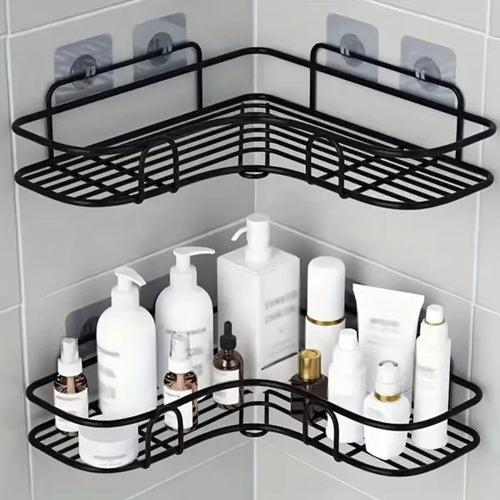 1pc Wall Mounted Bathroom Shelf, Shower Caddy Rack, No Punching Triangle - photo 2