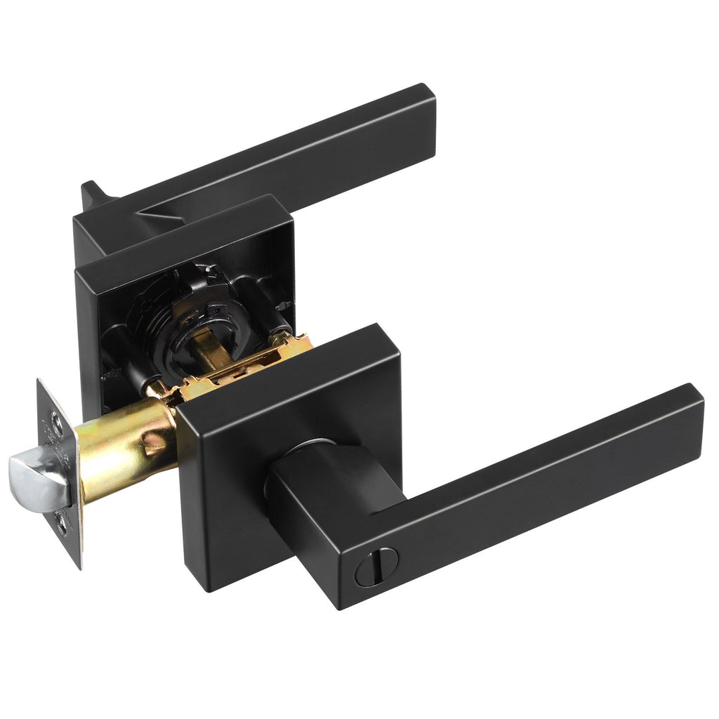 Privacy Door Handle 1 PC Matte Black Square Door Lever Interior Reversible Lever