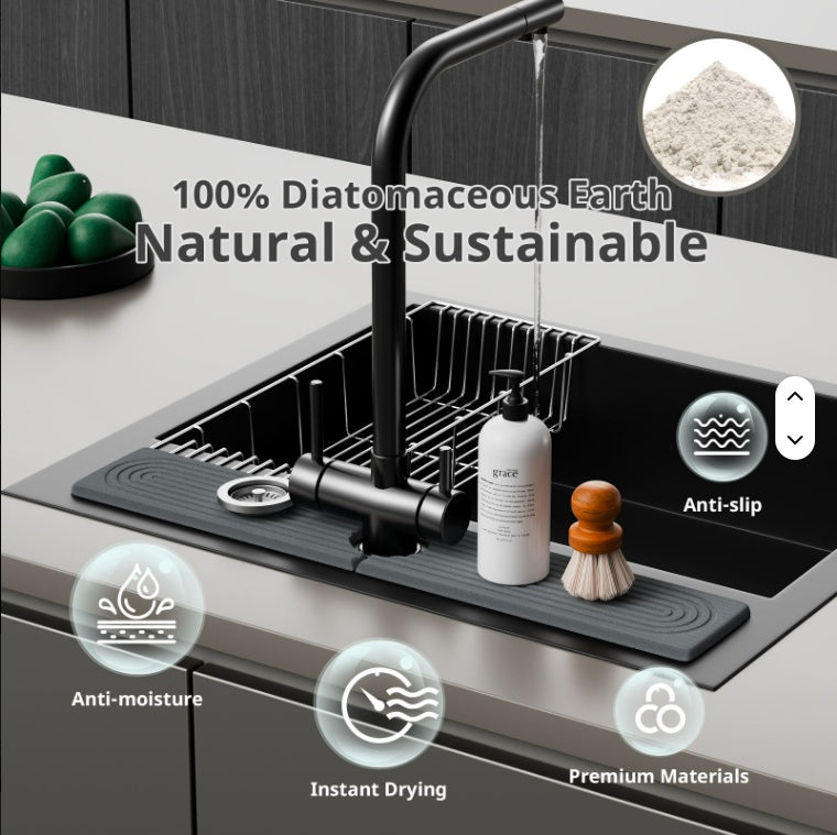 Diatomaceous Earth Sink Tray Stone Home Sink Caddy Kitchen Instant Dry Sink - photo 2