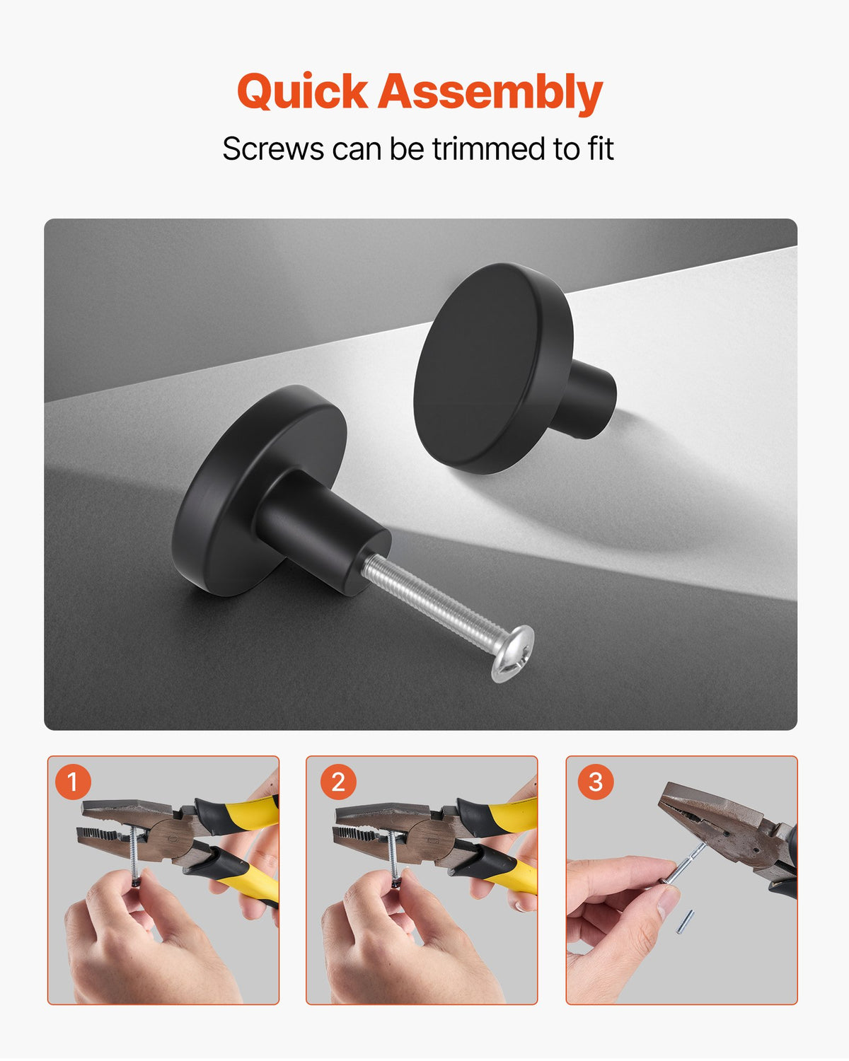 10 Pack Black Cabinet Knobs 1.26 Inch, Zinc Alloy Drawer Knobs with Screws - photo 5