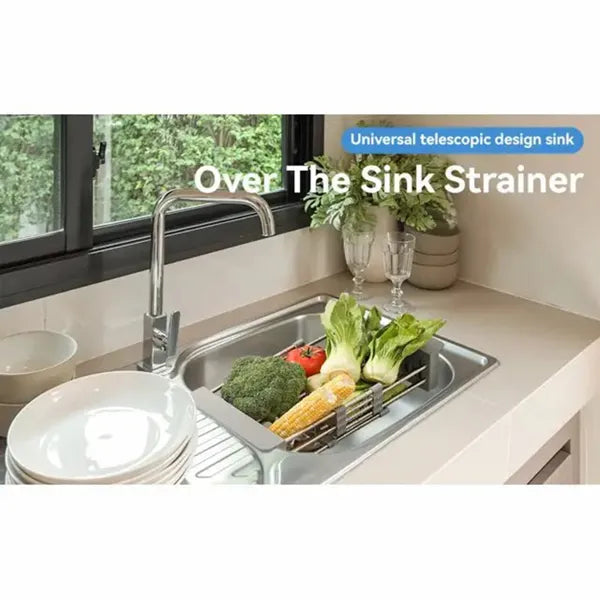 Adjustable Over-Sink Dish Drying Rack, Stainless Steel