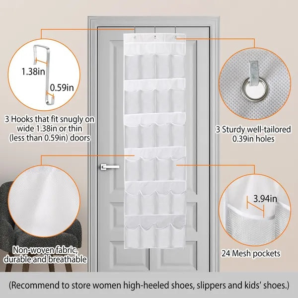 1Pc Over The Door Shoes Rack 24-Pocket Crystal Clear Organizer - photo 4