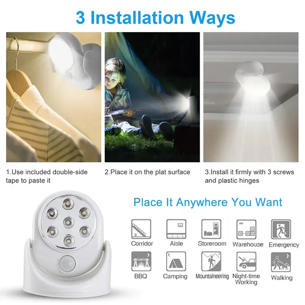 Wireless Motion Sensor Spotlight — 10W, 360° Rotatable - photo 2