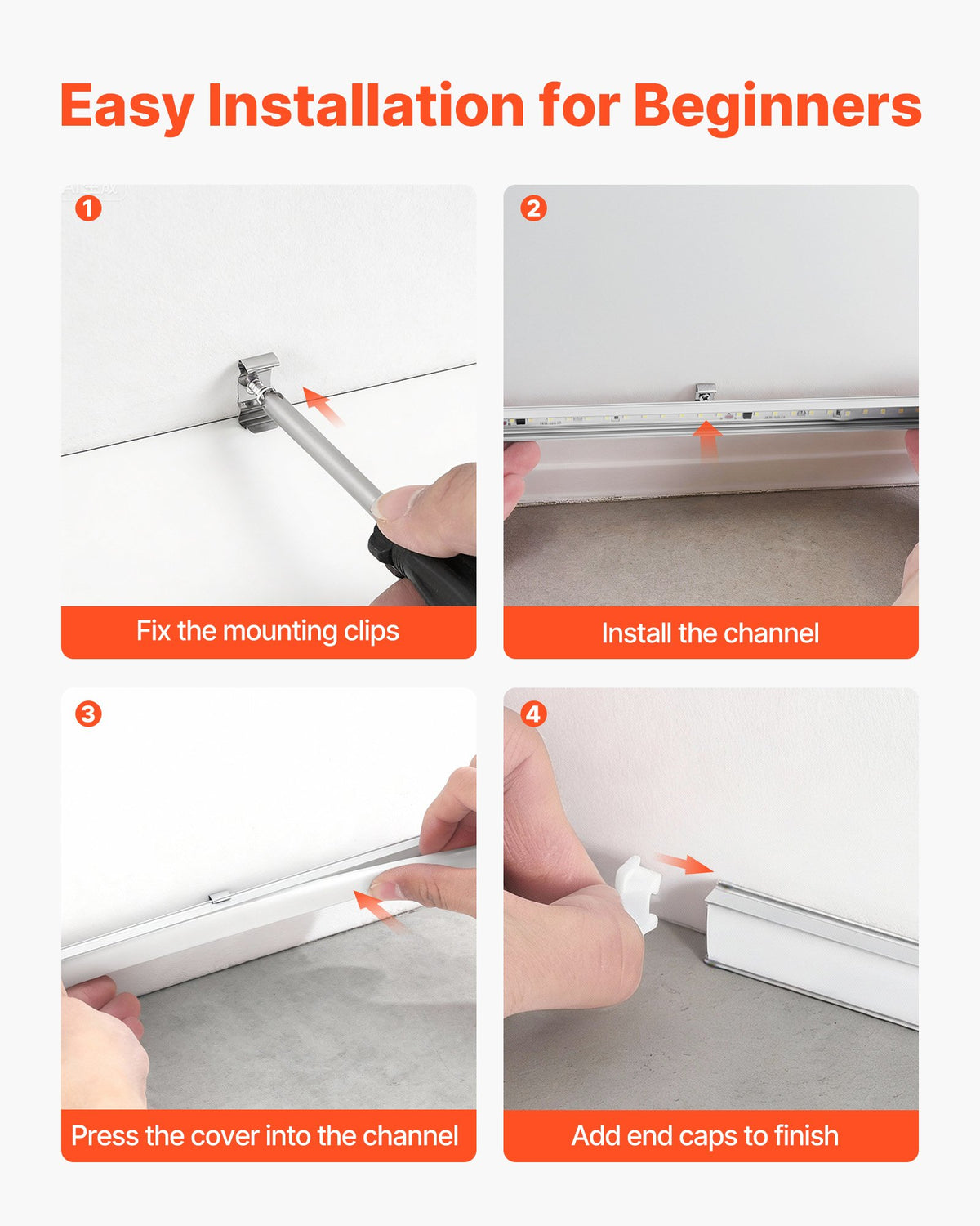 6-Pack 3.3 Ft/1M U Shape LED Aluminum Channel, With Milky Cover, End Caps And - photo 4