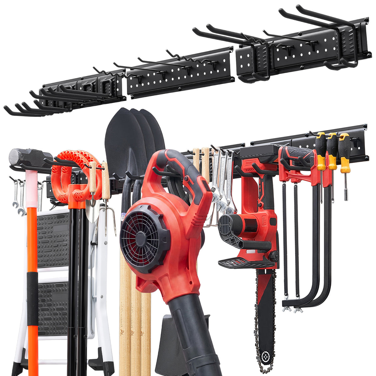 Garage Tool Organizer 49.5 Inch 600 Lbs Wall Mount Garden Tool Rack, Heavy Duty