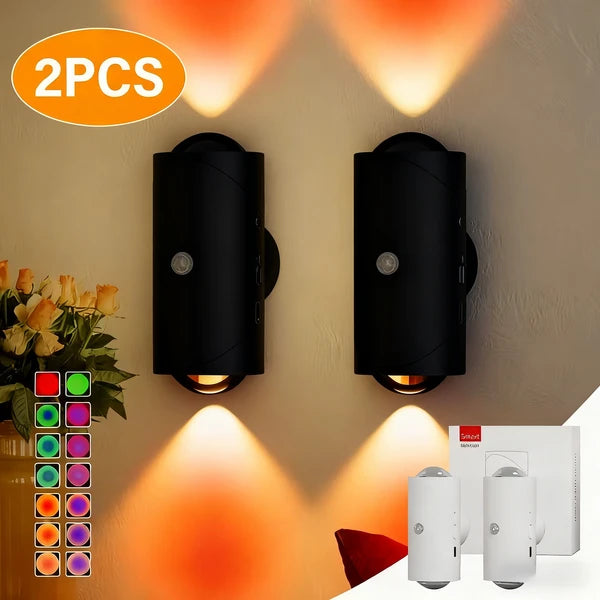 LED Motion Sensor Night Light, 7 Colors Rechargeable Battery Stair Light