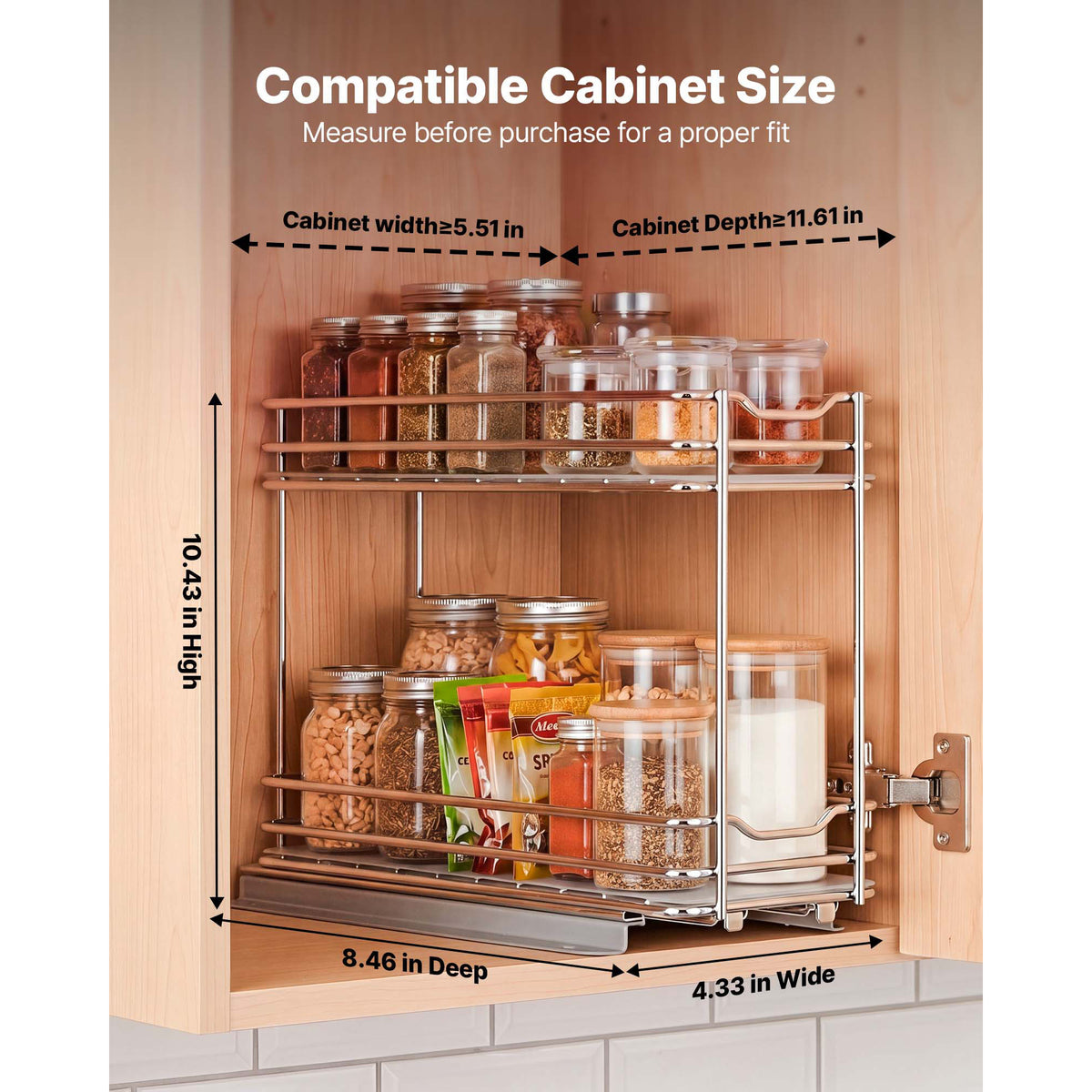 Pull-Out 2-Tier Spice Rack Organizer for Cabinets