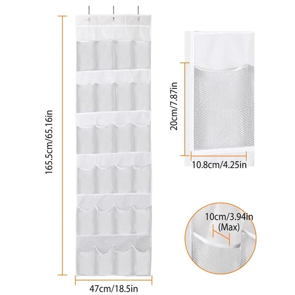 1Pc Over The Door Shoes Rack 24-Pocket Crystal Clear Organizer - photo 2