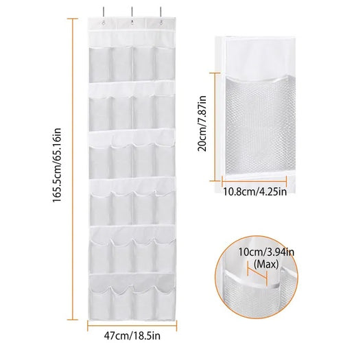 1Pc Over The Door Shoes Rack 24-Pocket Crystal Clear Organizer - photo 2