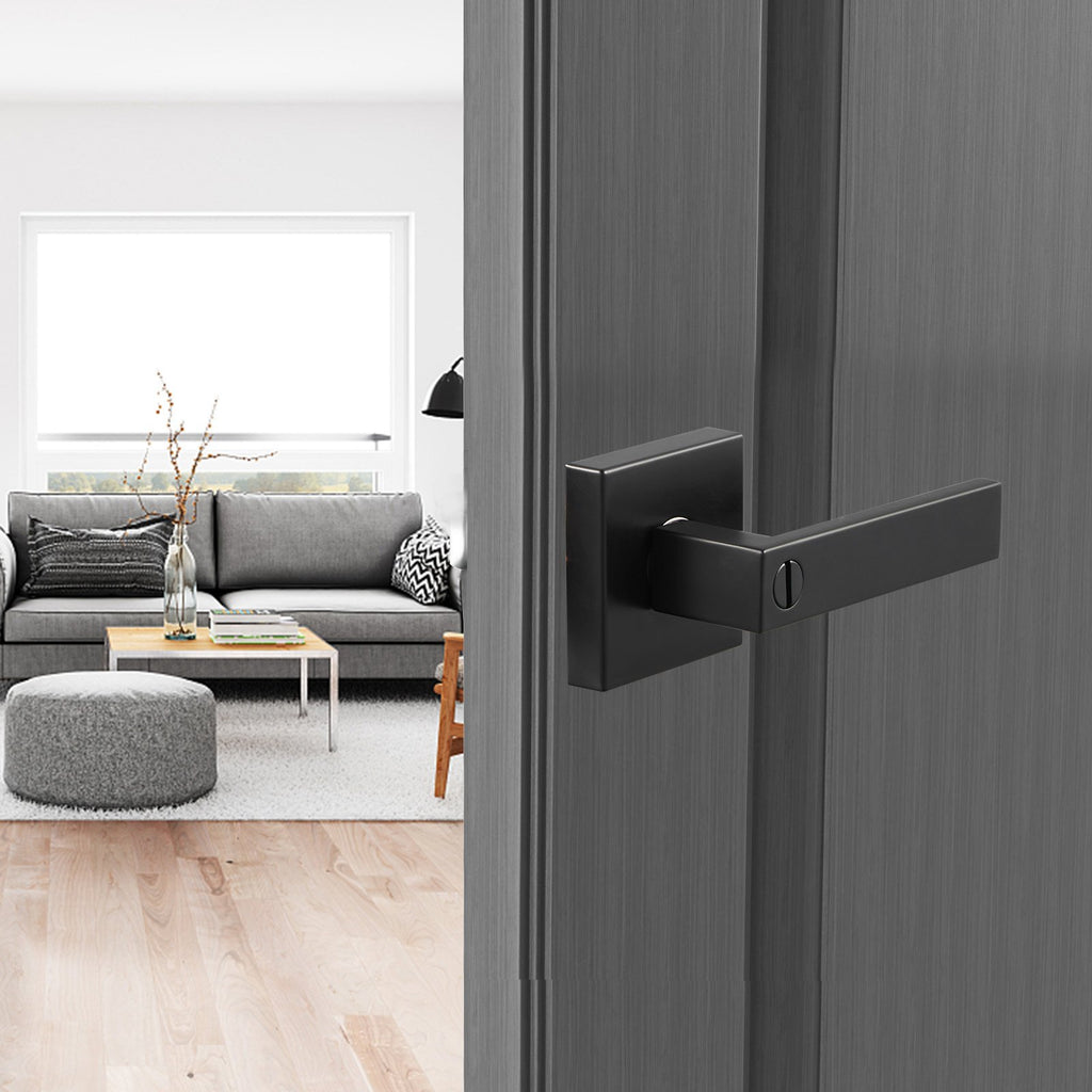 Privacy Door Handle 1 PC Matte Black Square Door Lever Interior Reversible Lever - photo 4