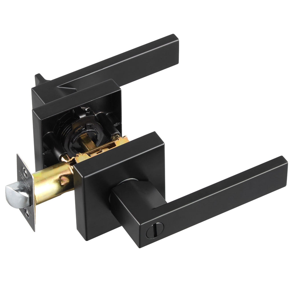 Privacy Door Handle 1 PC Matte Black Square Door Lever Interior Reversible Lever - photo 8