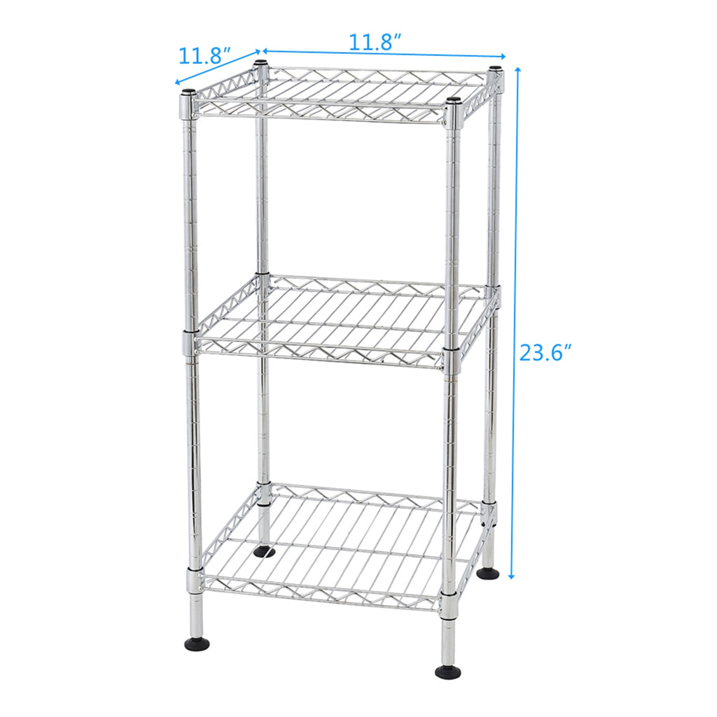 3-Tier Steel Wire Shelving Tower, 11.8 x 11.8 x 23.6 in