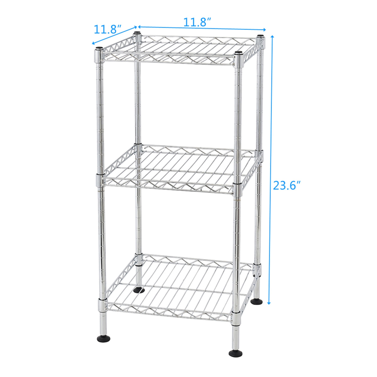 3-Tier Steel Wire Shelving Tower, 11.8 x 11.8 x 23.6 in