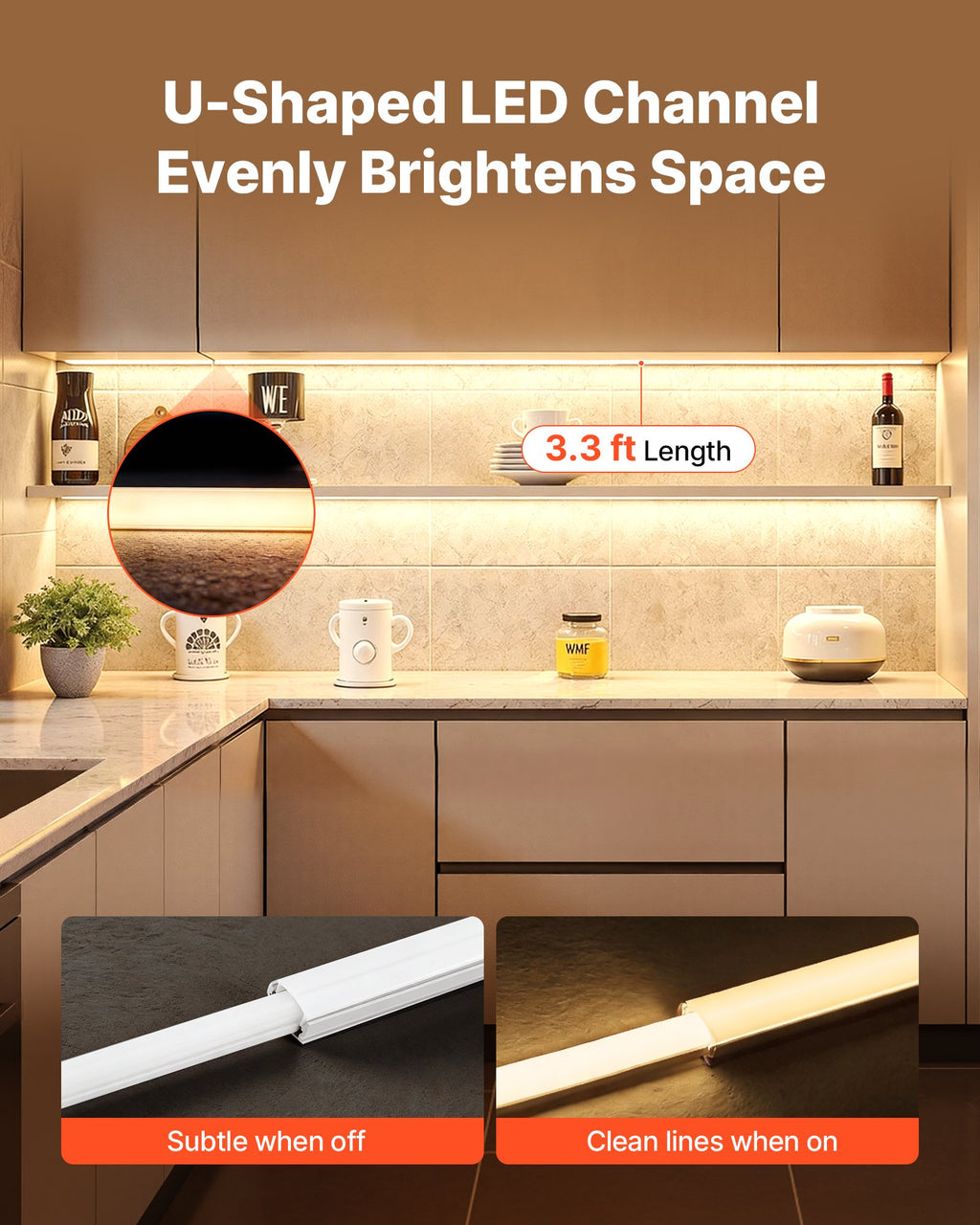 6-Pack 3.3 Ft/1M U Shape LED Aluminum Channel, With Milky Cover, End Caps And - photo 2