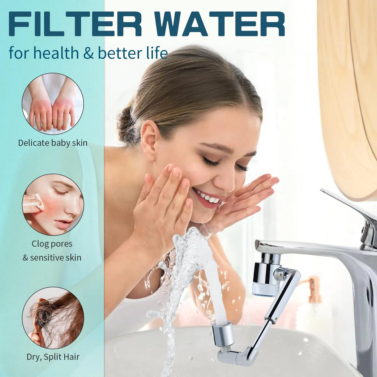 1440 Swiveling Faucet Extender, Brass Metal Robotic Arm Aerator with Flexible - photo 6