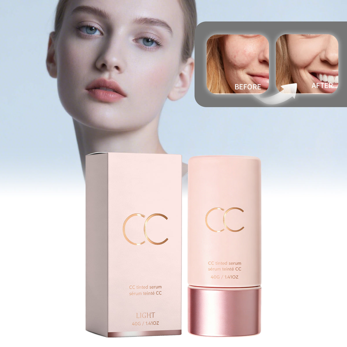 CC Tinted Moisturizer - Color Correcting Face Cream with Lightweight Coverage, 40g