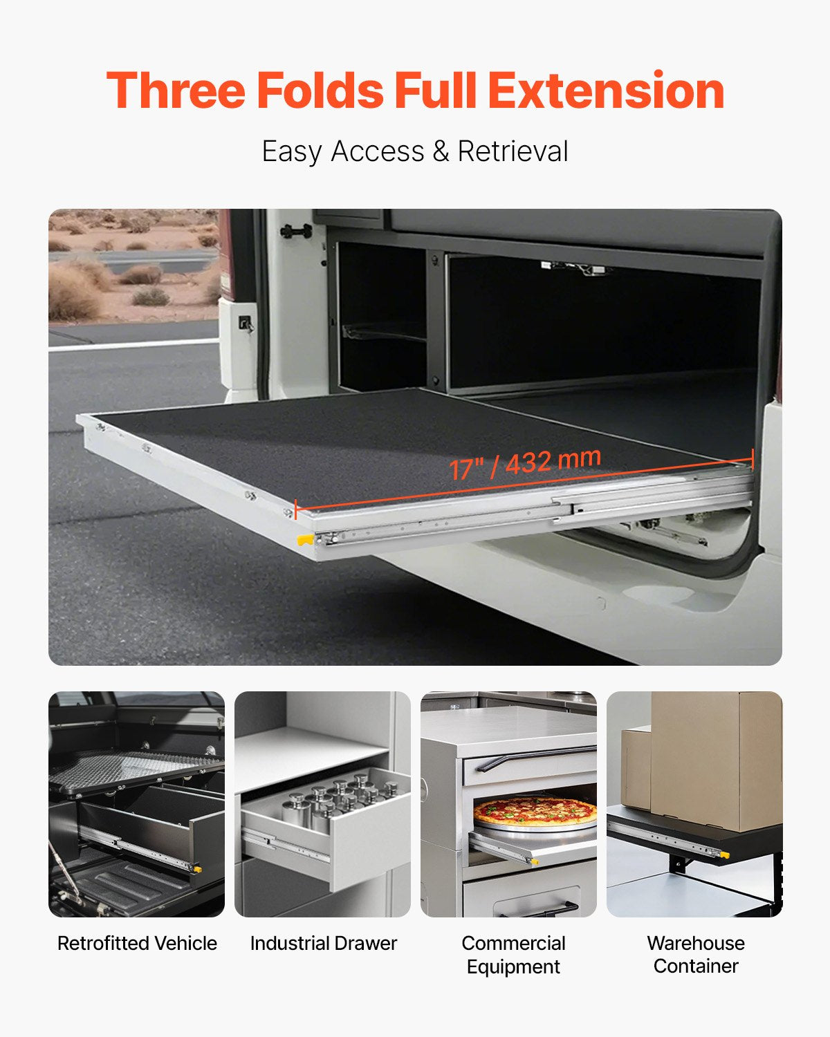 Full-Extension Drawer Slides, 18 in, 1 Pair, 250 lb