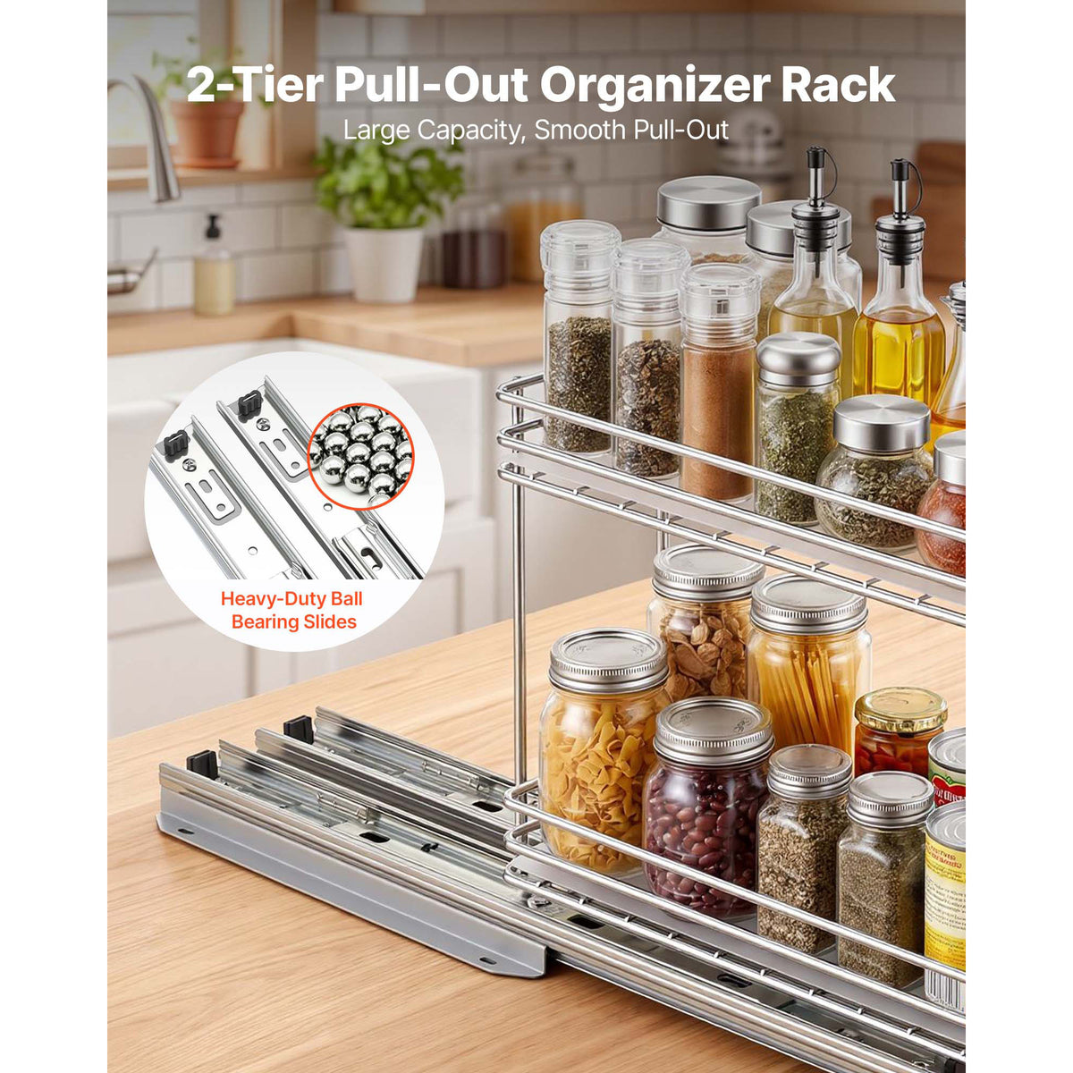Pull-Out 2-Tier Spice Rack Organizer for Cabinets