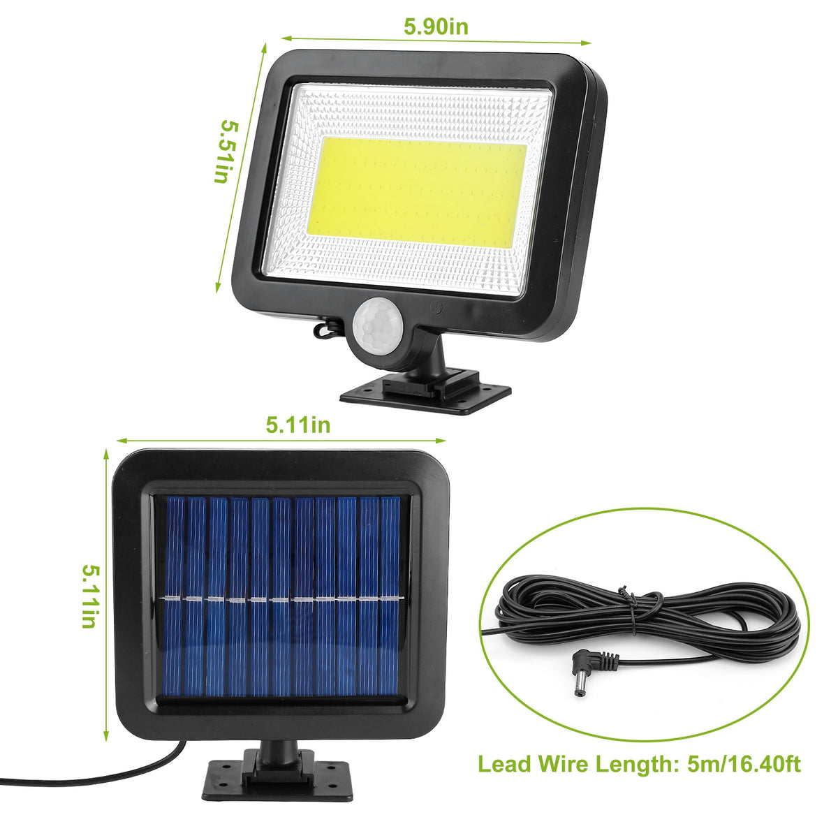 Solar Motion Sensor Flood Light Outdoor, IP65 Waterproof with Separate Solar Panel - photo 5